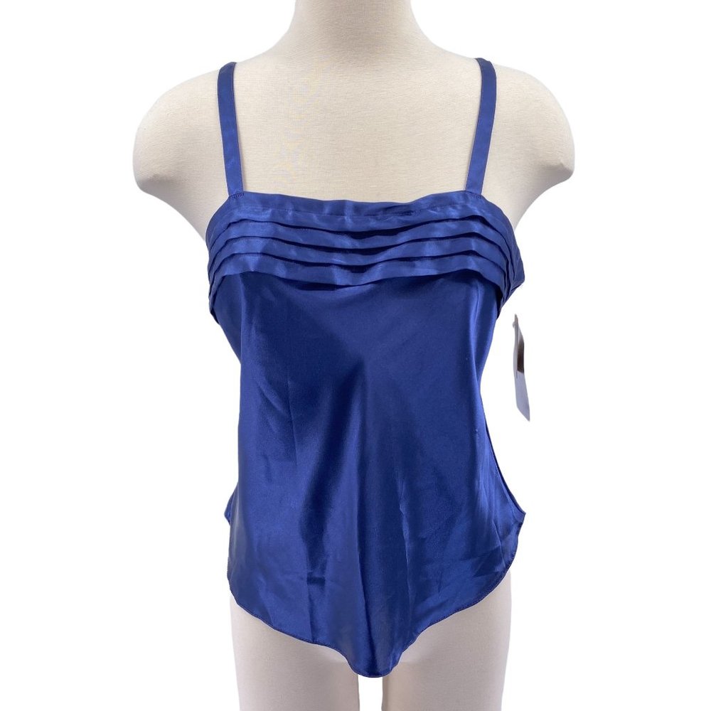 Vintage Lucie Ann II camisole size 36 NOS New navy blue satin tank top
